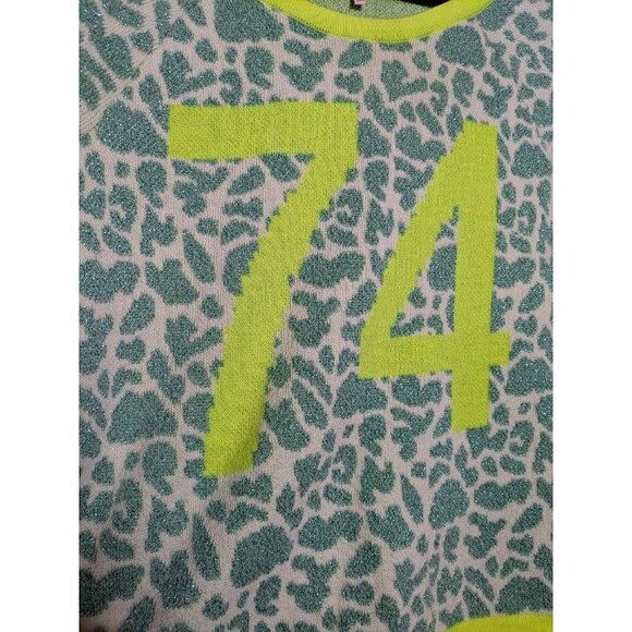 Juicy Couture Neon Leopard Varsity Cropped Sweater Size XL Y2K Glitter Alt - Picture 2 of 8